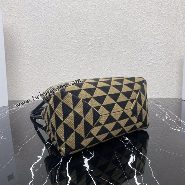Prada專櫃新款刺繡織物新款肩背女包 1BA368 普拉達刺繡織物提花圖案手提包 csp1518